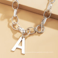 Simple and cold style letter A clavicle necklace personalized OT buckle short pendant necklace